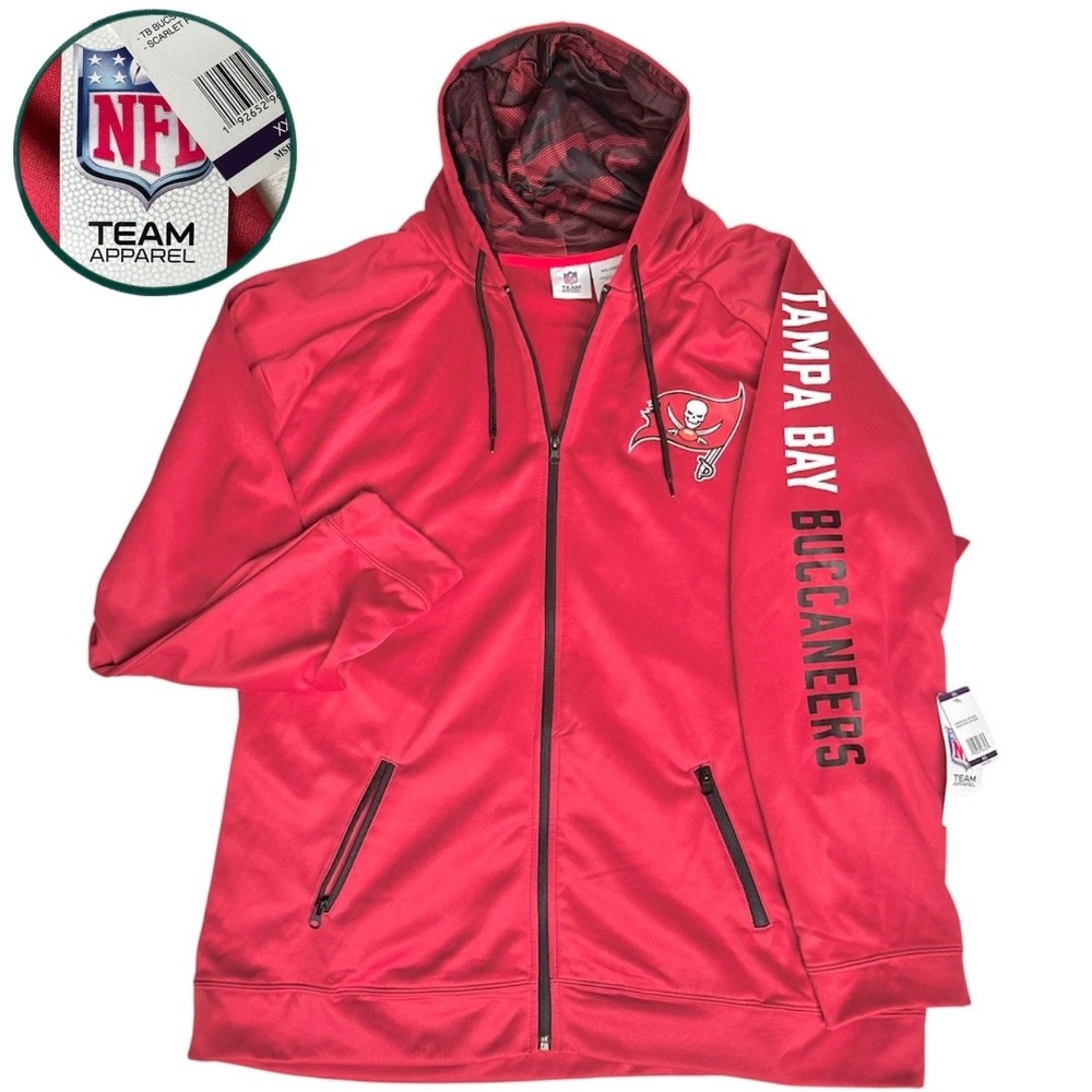 NWT Tampa Bay Buccaneers NFL Full Zip Hoodie Bucs Scarlet Red XXL 2XL New w/Tags